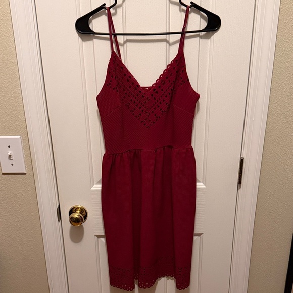 three pink hearts Dresses & Skirts - Three Hearts Burgundy Lace Midi Dress